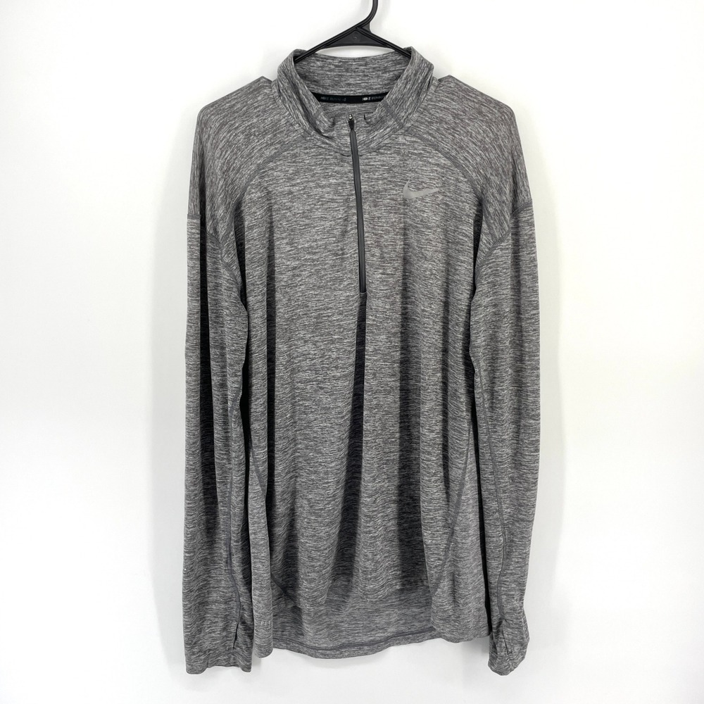 Nike Dri Fit Long Sleeve Running Half Zip Athletic Gray Heather Shirt Men's Med - Picture 2 of 10